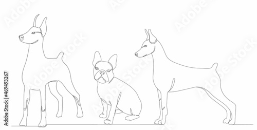 Canvas Print dogs drawing one continuous line vector
