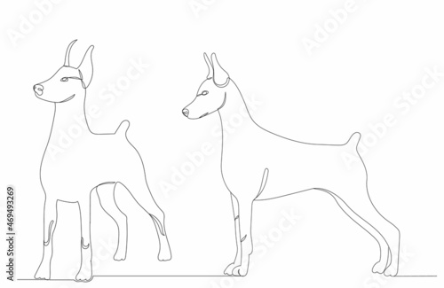 Sticker dogs drawing one continuous line vector