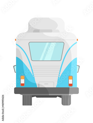 Motorhome view back. Holidays travelling carivan, mockup branding vector illustration