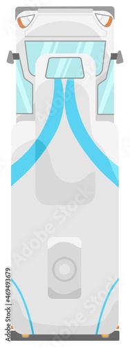 Motorhome view top. Camping car, camp trailer mockup branding, vector illustration