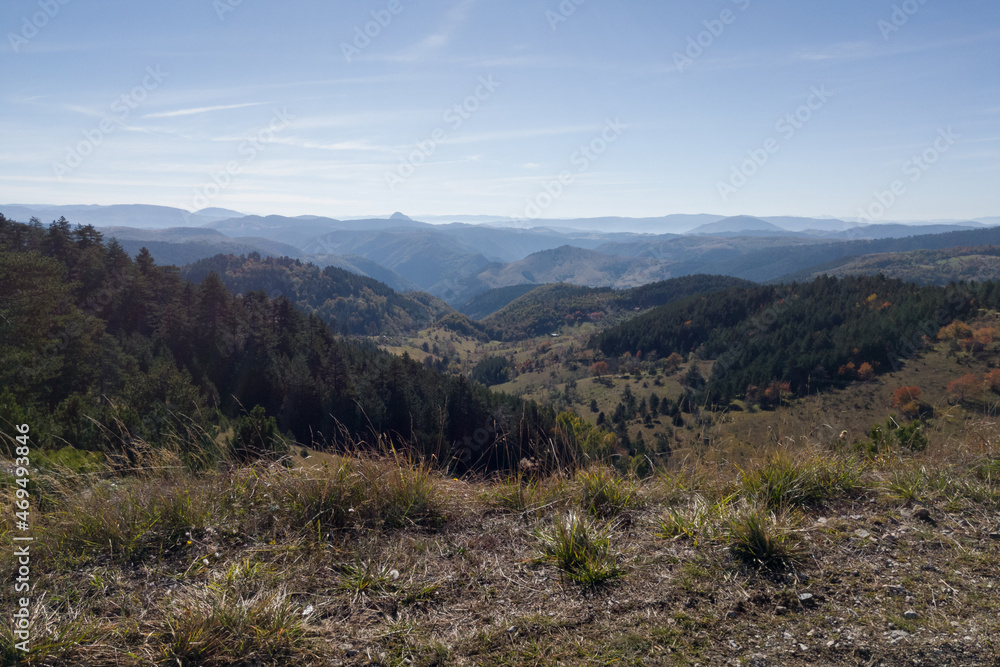 Mountain landscape in the village of Dobroselica on the mountain Zlatibor in Serbia