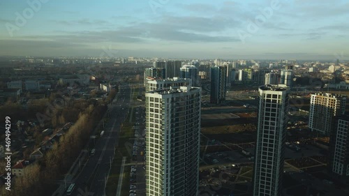 Wallpaper Mural Construction site. Construction of modern multi-storey buildings. Against the background of the blue sky. Aerial photography. Torontodigital.ca