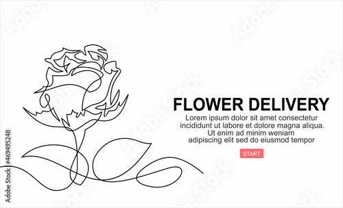 Hand holds flowers.Business concept of online ordering and flower delivery service gifts. It can be used as a banner, advertisement, promotional.
