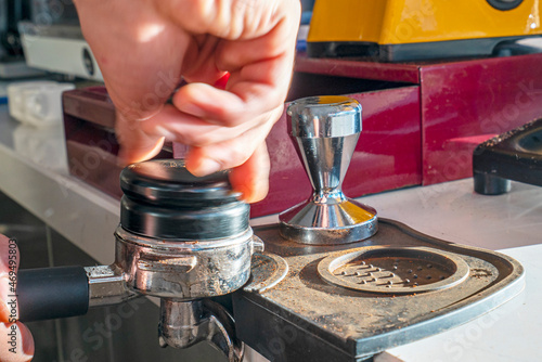 barista is preparing fresh coffee