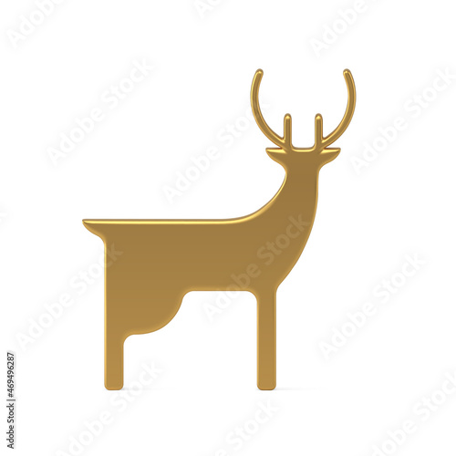Minimalist creative Christmas deer golden metallic decorative design realistic vector illustration