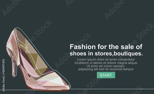 Shoes Icon Vector. Emblem or logotype elements for shoemaker.Fashion vector illustration for the sale of shoes in stores, boutiques.