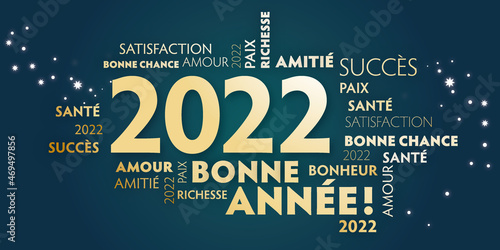 Carte de voeux – bonne année 2022 - vert et doré.