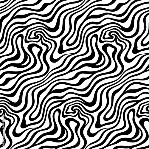 Abstract Zebra Wave Black Vector Seamless Pattern Design
