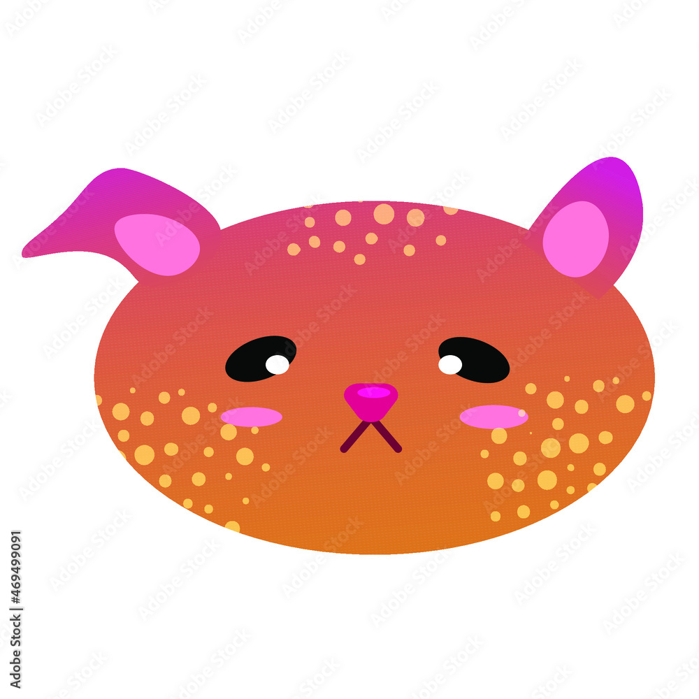 Vector image of the sad face of an animal cat