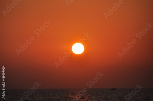 Scenic sunset above Indian ocean, Goa
