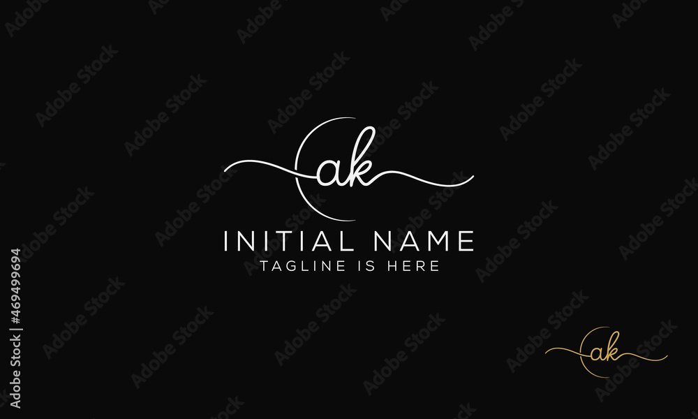 AK KA Signature initial logo template vector