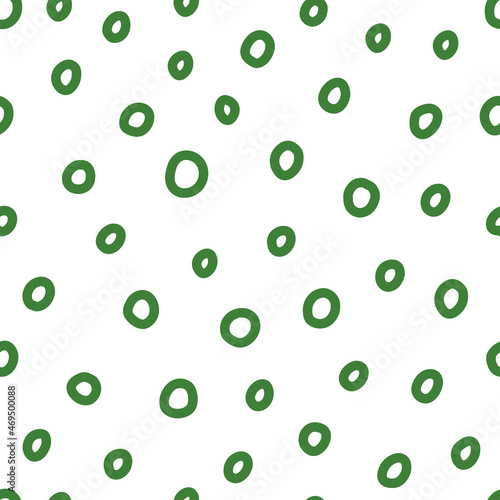 Seamless pattern with Christmas decoration. Green rings pattern.