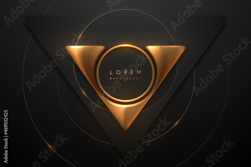 Abstract black and gold shapes background