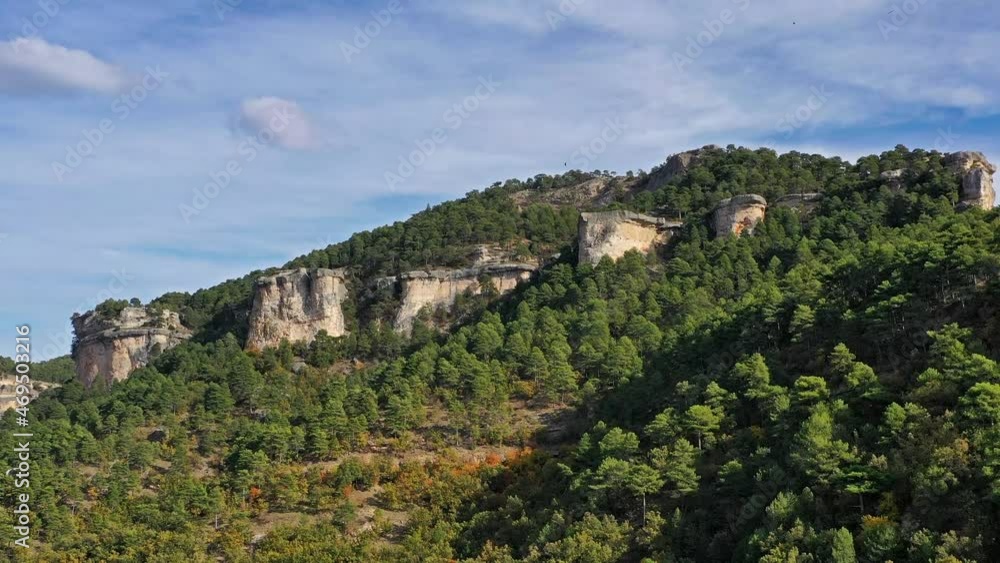 Panoramic view of the Serrania de Cuenca at Uña in Spain. Hiking trails La Raya and El Escalerón in Uña, Cuenca, Spain Panoramic view of the Serrania de Cuenca at Uña in Spain. Hiking trails La Raya and El Escalerón in Uña, Cuenca, Spain