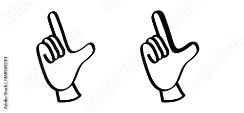 Loser symbol. Hand gesture letter L, sorry, you are no winner. Drawing vector cartoon, comic losers icon or pictogram. Business, fear of failure concept.
