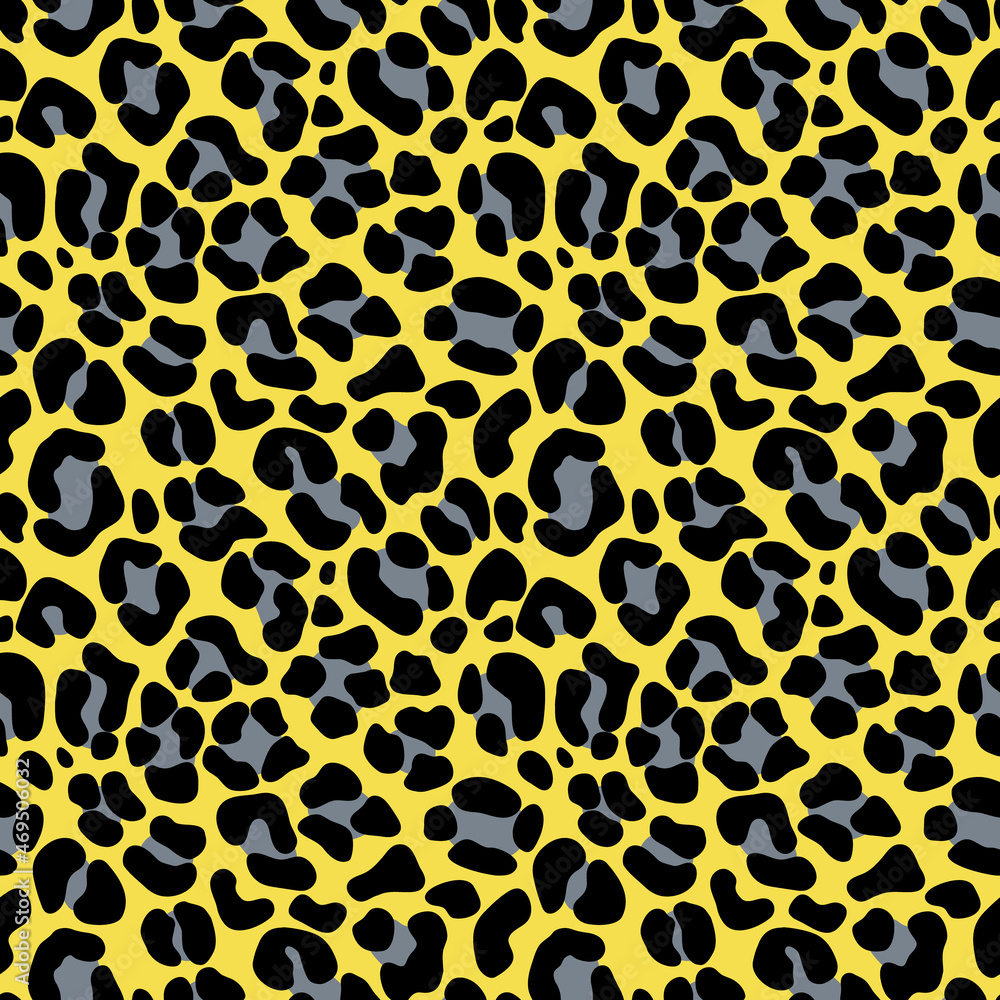 Fototapeta premium yellow gray leopard seamless pattern, animal print