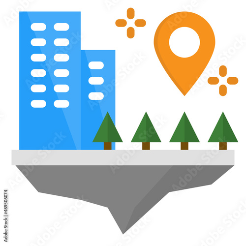 virtual land flat icon