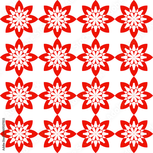 seamless pattern with red snowflakes