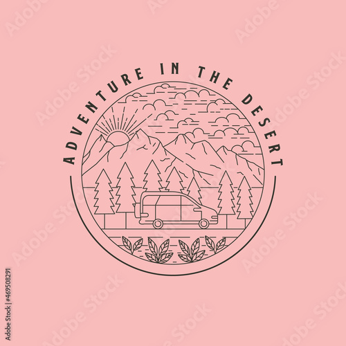 adventure in the desert vintage logo vector design, mountain logo design