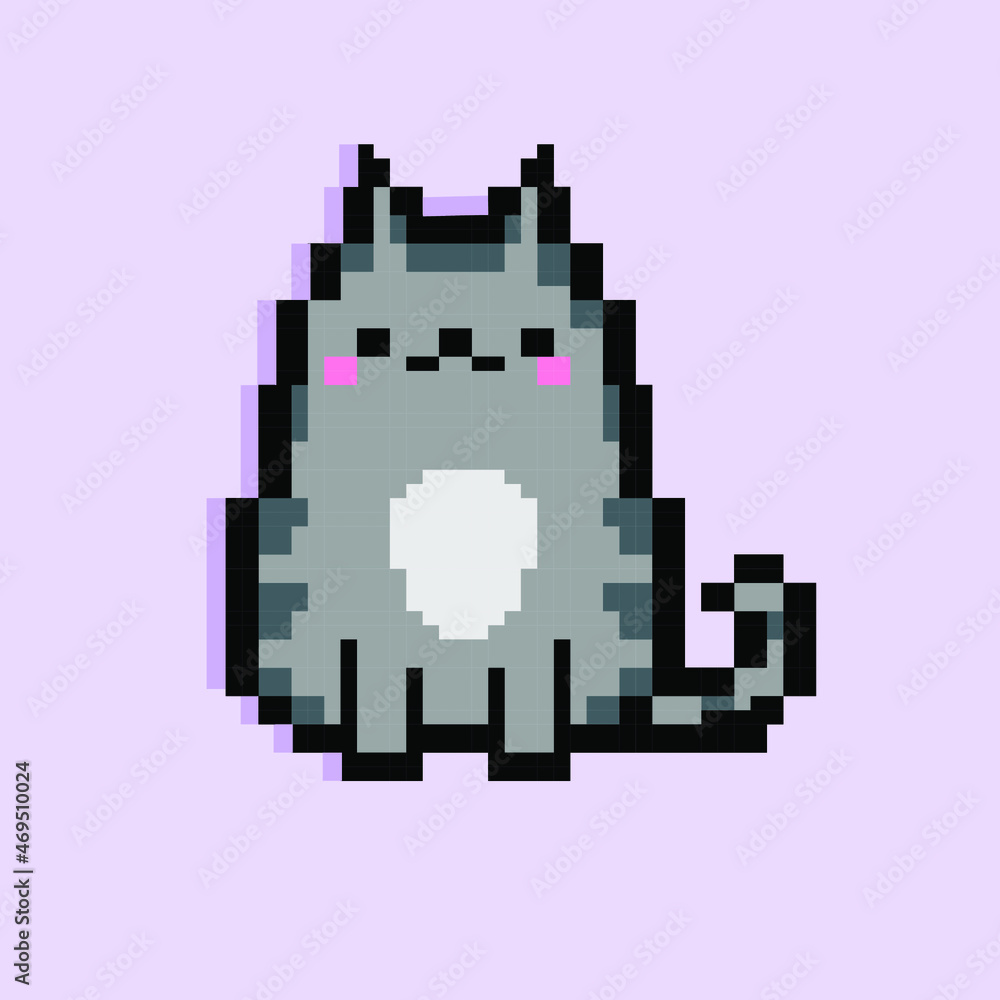 Cute kitten pet pixel art-isolated vector illustration. Cute kitten pet pixel art-isolated vector illustration.