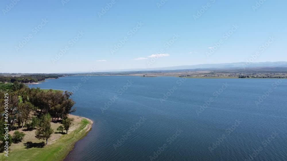 aerial tour with general view made with drone of the lake and dam of Cordoba, Argentina aerial tour with general view made with drone of the lake and dam of Cordoba, Argentina