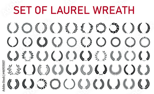 Mega Laurel wreaths set in different style, heraldic wreath for blazons and emblems, vector set 01