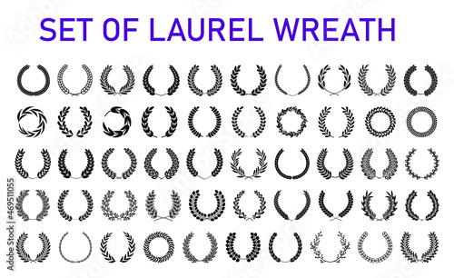 Mega Laurel wreaths set in different style  heraldic wreath for blazons and emblems  vector set 02