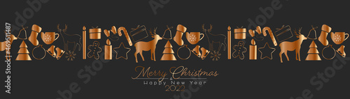 Merry Christmas and Happy New Year 2022 banner.