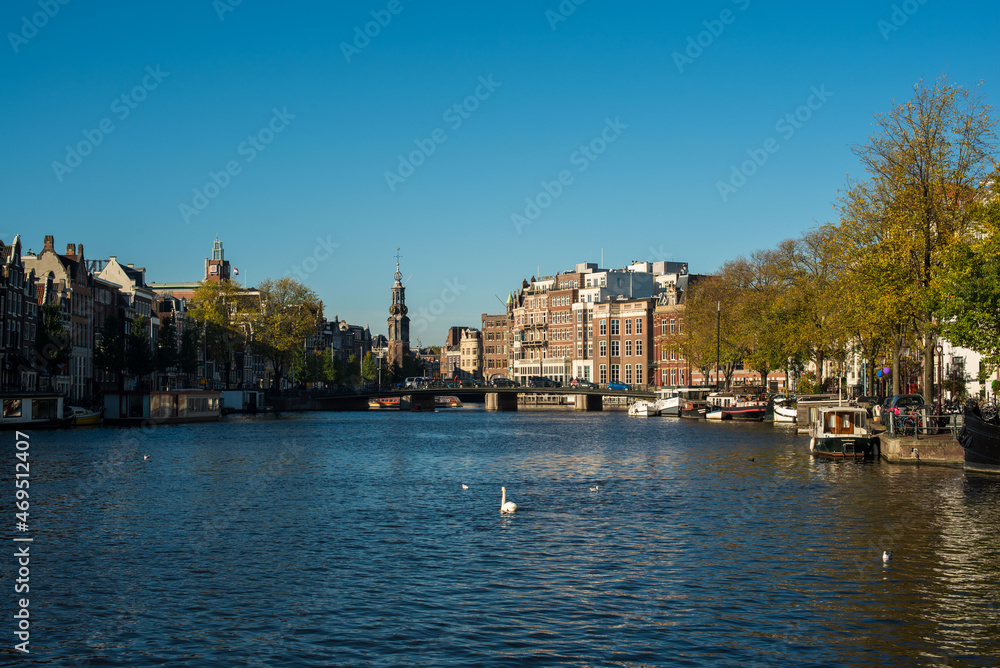 boats on the river Amstel 