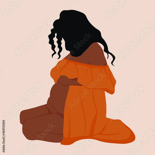 Canvas Print Abstract Pregnant Woman, Mother Pregnancy. Black female.