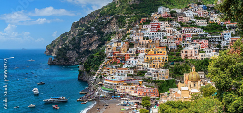 A unique tourist center on the Amalfi coast is the small town of Positano.