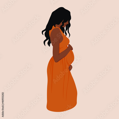 Photography Abstract Pregnant Woman, Mother Pregnancy. Black female.