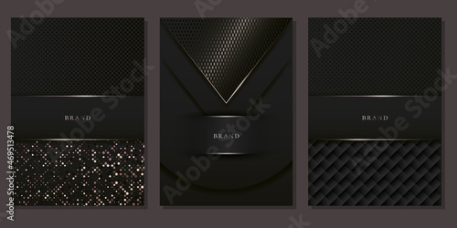 Elegant abstract black premium background for brochure, leaflet layout, presentation, booklet. Set of cards. Luxury design concept.