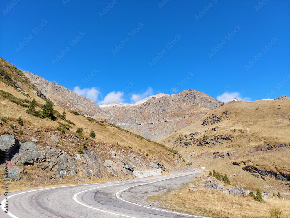Amazing panorama view of the highest road in the Romanian