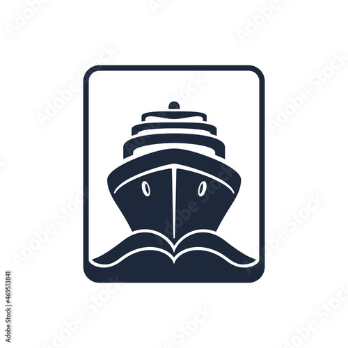 Sea ship graphic icon. Cruise liner sign isolated on white background. Vector illustration