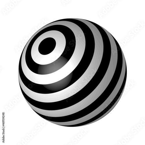 Rounded logo element - Realistic 3d logo design. Stripped 3D ball isolated on white background. Vector design element.