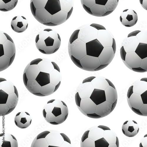 Soccer or Football seamless pattern background for banner, poster. Realistic 3d vector soccer balls