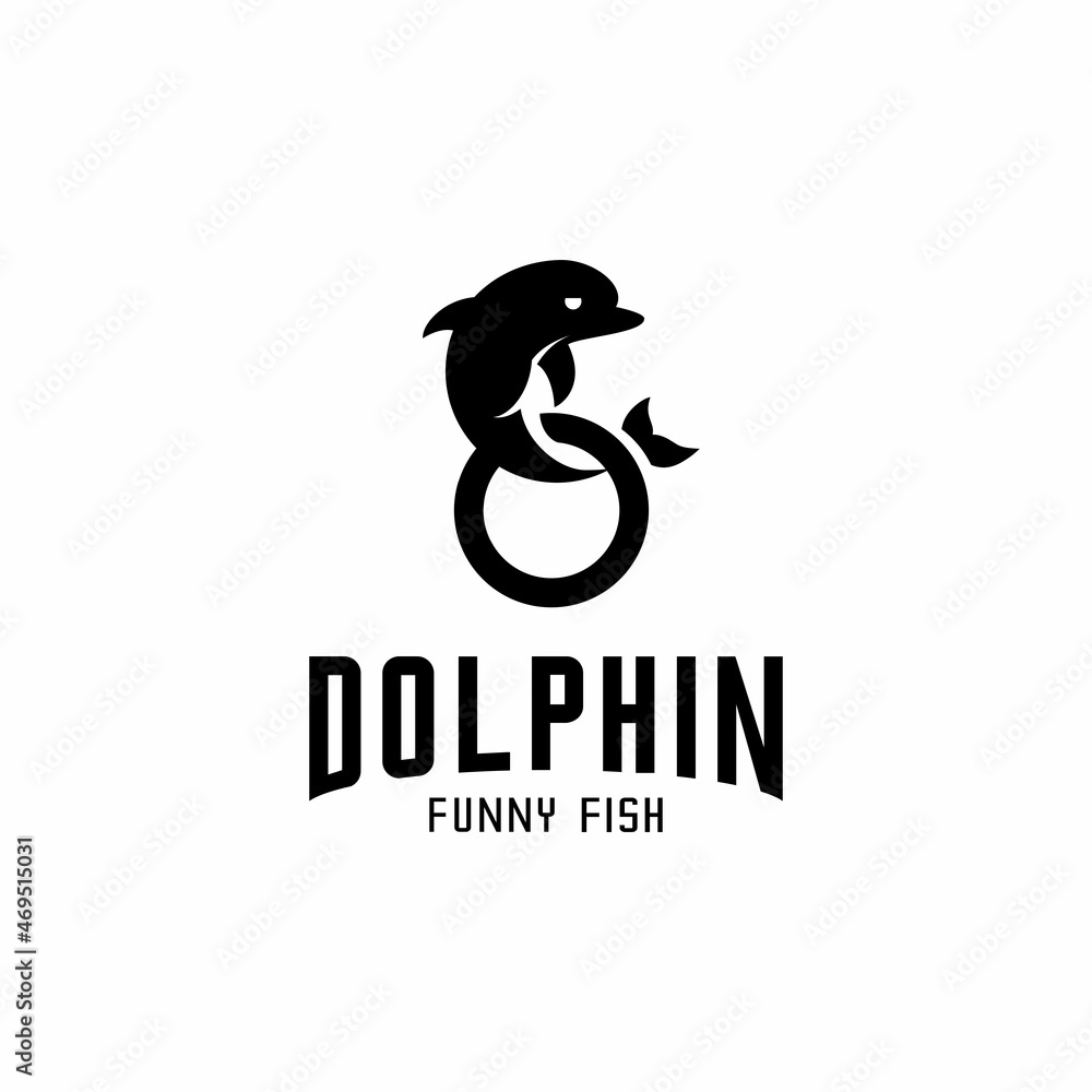 vector illustration of dolphin jumping from the ring, logo, brand, shirt vector illustration of dolphin jumping from the ring, logo, brand, shirt