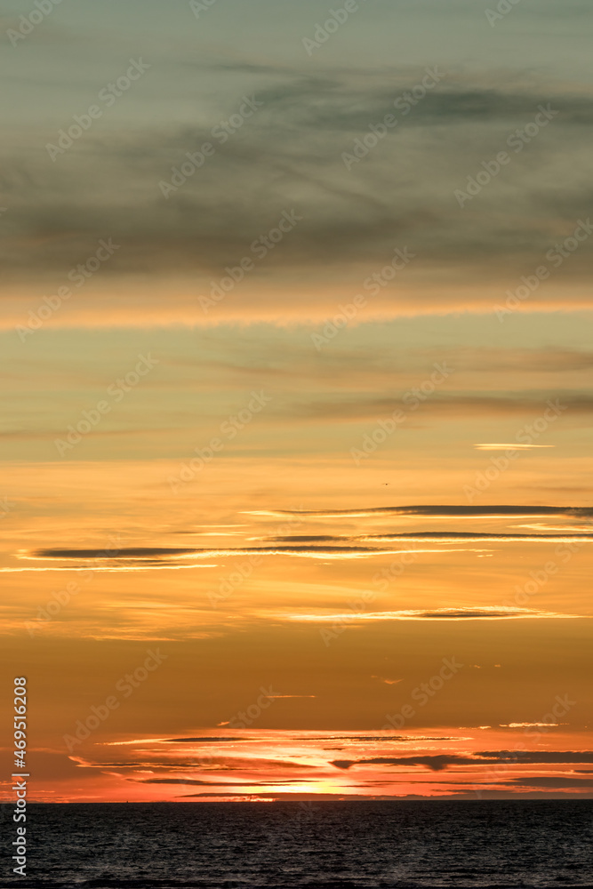 Sunset sky over the sea, Belgium