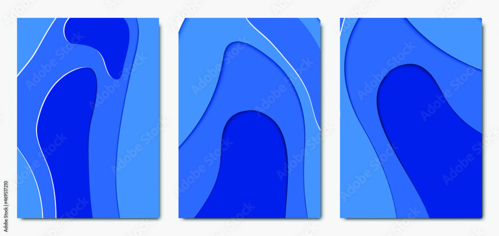 set of banners a4 paper cut.
blue abstract template.