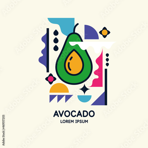 Vector graphics in a minimalistic style with geometric elements. Illustration of a avocado in a flat style.