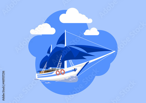 Vector illustration of sailing boat new