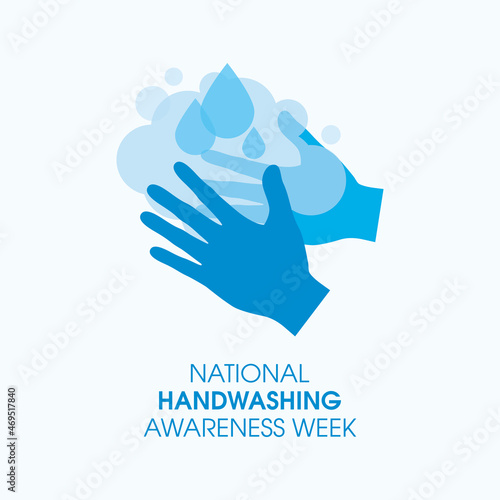 National Handwashing Awareness Week vector. Washing hands blue icon vector. Silhouette of hands with soap suds vector. Important day