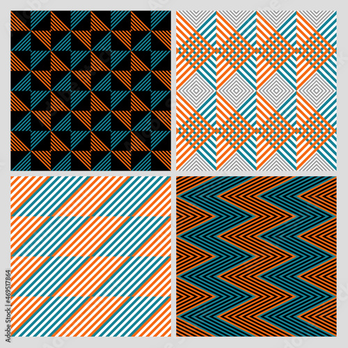 Seamless pattern background backdrop wallpaper vector design modern geometric lines stripes zigzag waves op art gift wrapping paper fabrics tiles apron orange green bedsheet cushions linen 