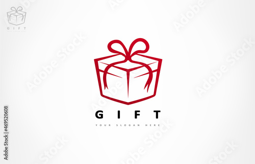 gift box with bow logo vector 