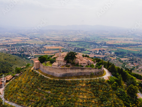 Aerial view of Campello Alto, Campello sul Clitunno, Perugia, Umbria, Italy photo