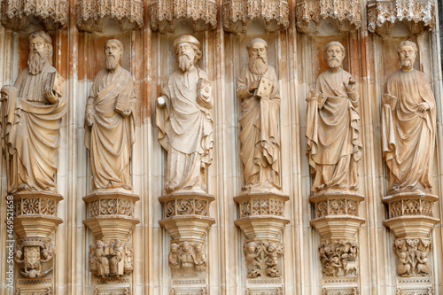 Western portal, Batalha Monastery, Late Gothic architecture, intermingled with the Manueline style, UNESCO World Heritage Site, Batalha, Centro, Portugal
