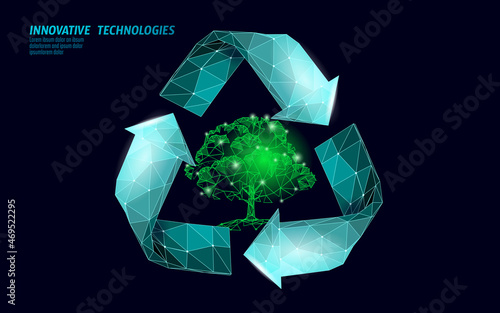 3D recycle plastic symbol. Environment safety urban recycling industry. Organic trash eco management. Triangle arrow modern bio vector illustration