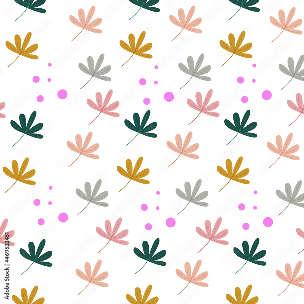 Soft seamless pattern with colorful flowers on white background