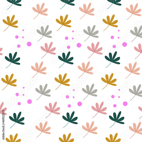 Soft seamless pattern with colorful flowers on white background